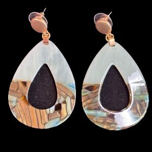 Teardrop Earrings with Gold, Brown and Green Hues